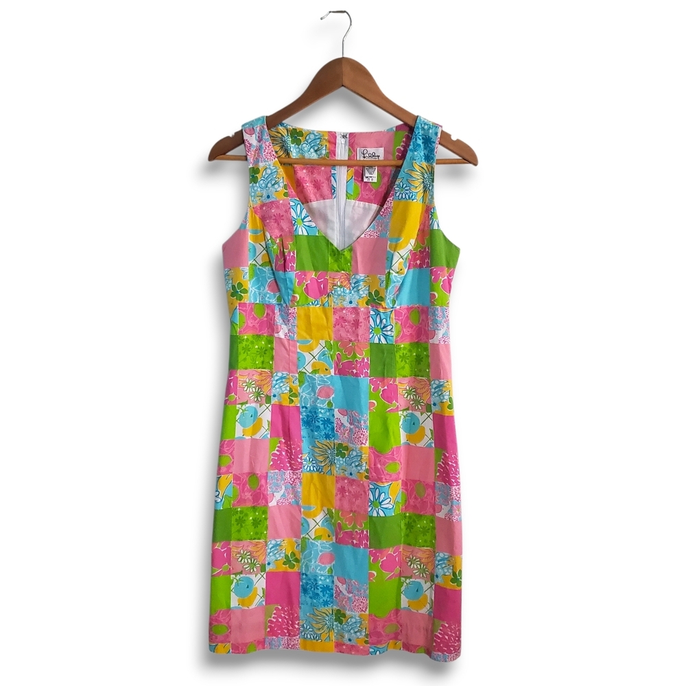 Lilly Pulitzer Patchwork Patterned Cotton Shift D… - image 1